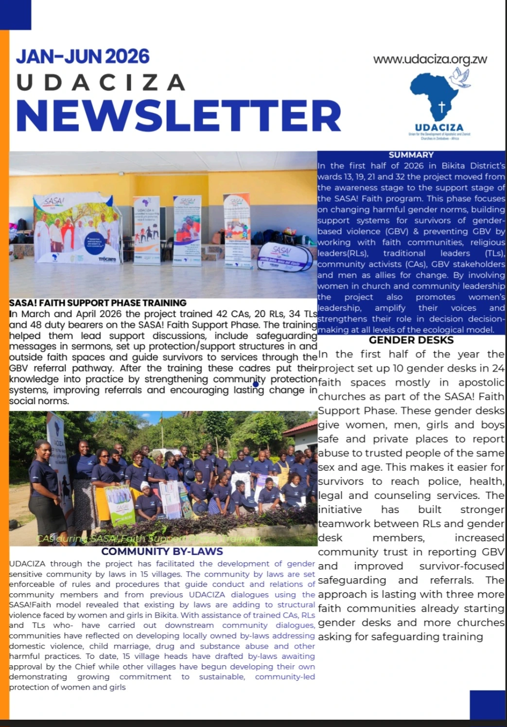 UDACIZA Biannual newsletter